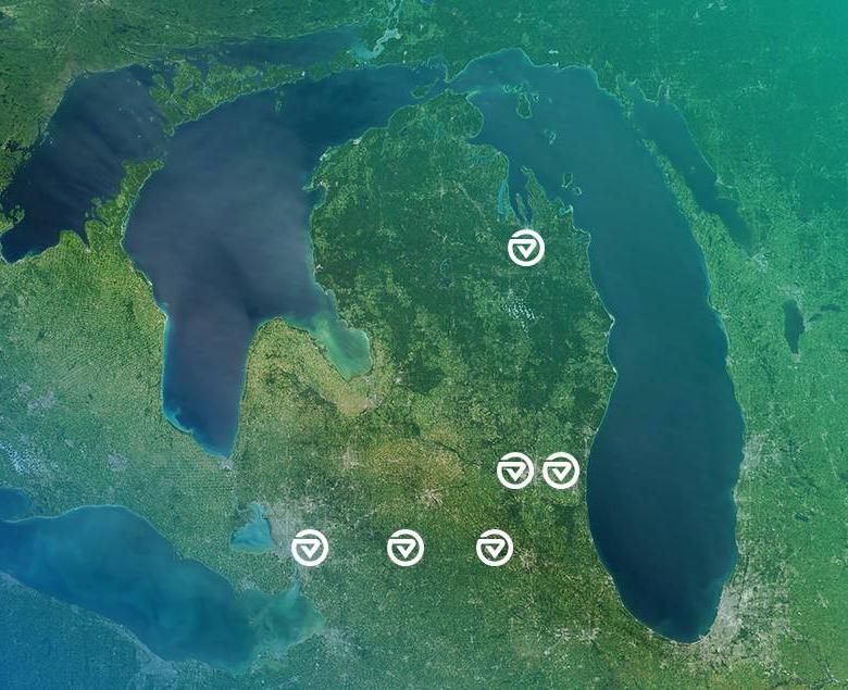 Map of Michigan with GVSU locations.